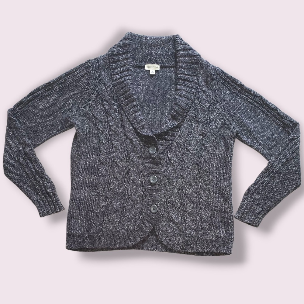 St Johns Bay‎ Cable Knit Shawl Collar Button Front Cardigan Sweater Women Size L